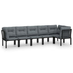 6 Piece Garden Lounge Set Black and Grey Poly Rattan