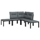 5 Piece Garden Lounge Set Black and Grey Poly Rattan - Side View