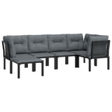 6 Piece Garden Lounge Set Black and Grey Poly Rattan - Side View