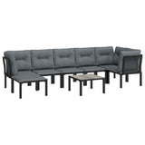 8 Piece Garden Lounge Set Black and Grey Poly Rattan - Side View