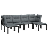 6 Piece Garden Lounge Set Black and Grey Poly Rattan - Side View