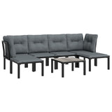 7 Piece Garden Lounge Set Black and Grey Poly Rattan - Side View