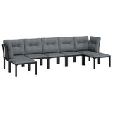 7 Piece Garden Lounge Set Black and Grey Poly Rattan - Side View