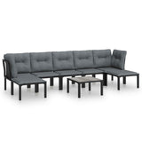8 Piece Garden Lounge Set Black and Grey Poly Rattan