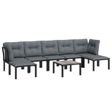 8 Piece Garden Lounge Set Black and Grey Poly Rattan - Side View