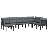 8 Piece Garden Lounge Set Black and Grey Poly Rattan - Side View