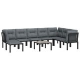 9 Piece Garden Lounge Set Black and Grey Poly Rattan - Side View