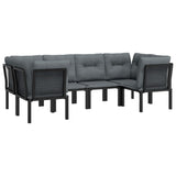 6 Piece Garden Lounge Set Black and Grey Poly Rattan