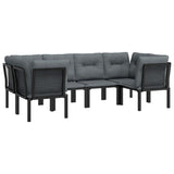6 Piece Garden Lounge Set Black and Grey Poly Rattan - Side View