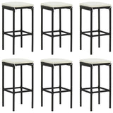 7 Piece Garden Bar Set with Cushions Black Poly Rattan - Top-Down View