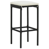7 Piece Garden Bar Set with Cushions Black Poly Rattan - 45-Degree Angle