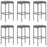 7 Piece Garden Bar Set with Cushions Grey Poly Rattan - Top-Down View