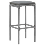 7 Piece Garden Bar Set with Cushions Grey Poly Rattan - 45-Degree Angle