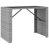 7 Piece Garden Bar Set with Cushions Grey Poly Rattan - Rear View