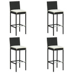 5 Piece Garden Bar Set with Cushions Black Poly Rattan