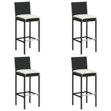 5 Piece Garden Bar Set with Cushions Black Poly Rattan - Top-Down View