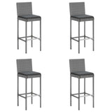 5 Piece Garden Bar Set with Cushions Grey Poly Rattan
