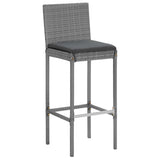 5 Piece Garden Bar Set with Cushions Grey Poly Rattan