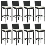 9 Piece Garden Bar Set with Cushions Black Poly Rattan - Top-Down View
