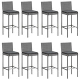 9 Piece Garden Bar Set with Cushions Grey Poly Rattan - Top-Down View