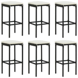 7 Piece Garden Bar Set with Cushions Black Poly Rattan - Top-Down View