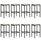 9 Piece Garden Bar Set with Cushions Black Poly Rattan - Top-Down View