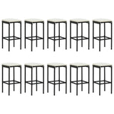 11 Piece Garden Bar Set with Cushions Black Poly Rattan - Top-Down View