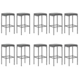 11 Piece Garden Bar Set with Cushions Grey Poly Rattan - Top-Down View