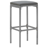 11 Piece Garden Bar Set with Cushions Grey Poly Rattan - 45-Degree Angle