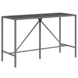 11 Piece Garden Bar Set with Cushions Grey Poly Rattan - Rear View