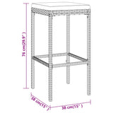 11 Piece Garden Bar Set with Cushions Grey Poly Rattan - Low Angle