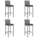 5 Piece Outdoor Bar Set with Cushions Grey Poly Rattan - Top-Down View
