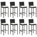 9 Piece Outdoor Bar Set with Cushions Black Poly Rattan