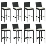 9 Piece Outdoor Bar Set with Cushions Black Poly Rattan - Top-Down View