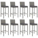 9 Piece Outdoor Bar Set with Cushions Grey Poly Rattan - Top-Down View
