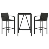 3 Piece Garden Bar Set Black Poly Rattan