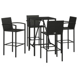 5 Piece Garden Bar Set Black Poly Rattan