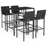 5 Piece Garden Bar Set Black Poly Rattan - Front View