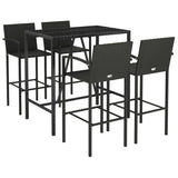 5 Piece Garden Bar Set Black Poly Rattan