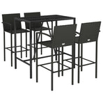 5 Piece Garden Bar Set Black Poly Rattan