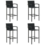 5 Piece Garden Bar Set Black Poly Rattan - Top-Down View