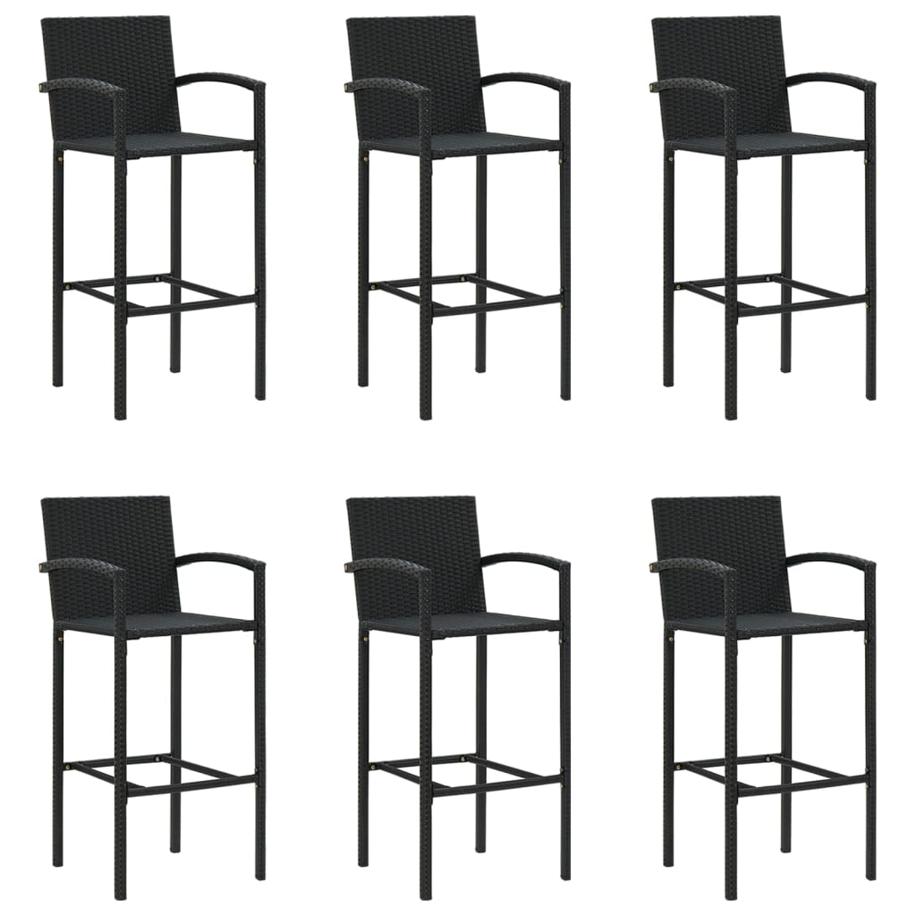 7 Piece Garden Bar Set Black Poly Rattan