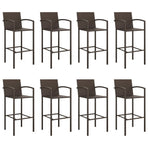 9 Piece Garden Bar Set Brown Poly Rattan