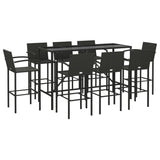 9 Piece Garden Bar Set Black Poly Rattan - Side View