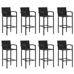9 Piece Garden Bar Set Black Poly Rattan