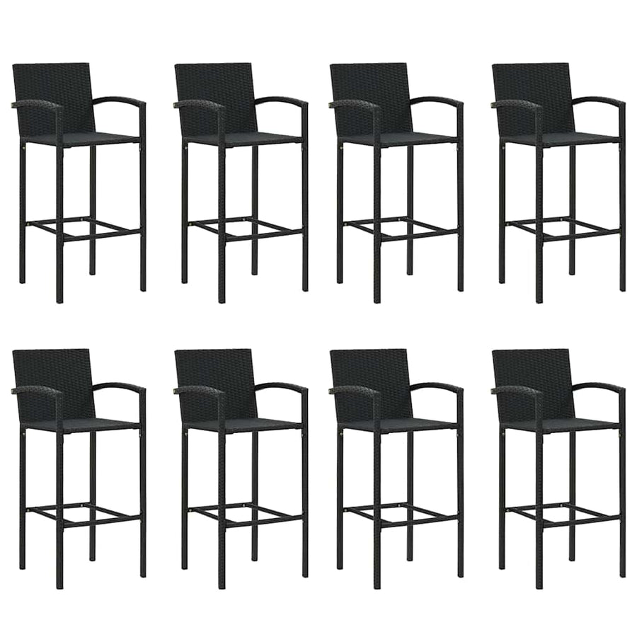 9 Piece Garden Bar Set Black Poly Rattan