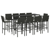11 Piece Garden Bar Set Black Poly Rattan