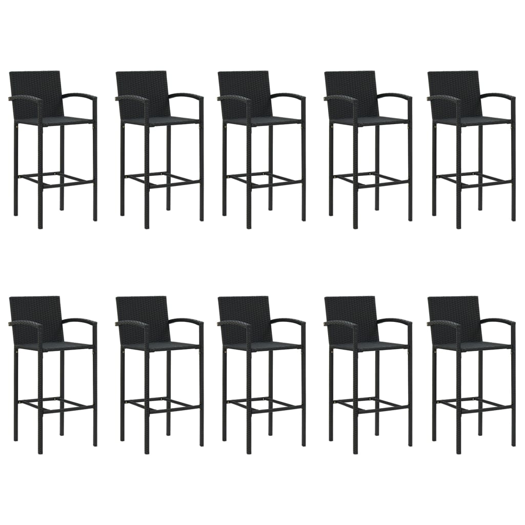 11 Piece Garden Bar Set Black Poly Rattan