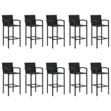 11 Piece Garden Bar Set Black Poly Rattan