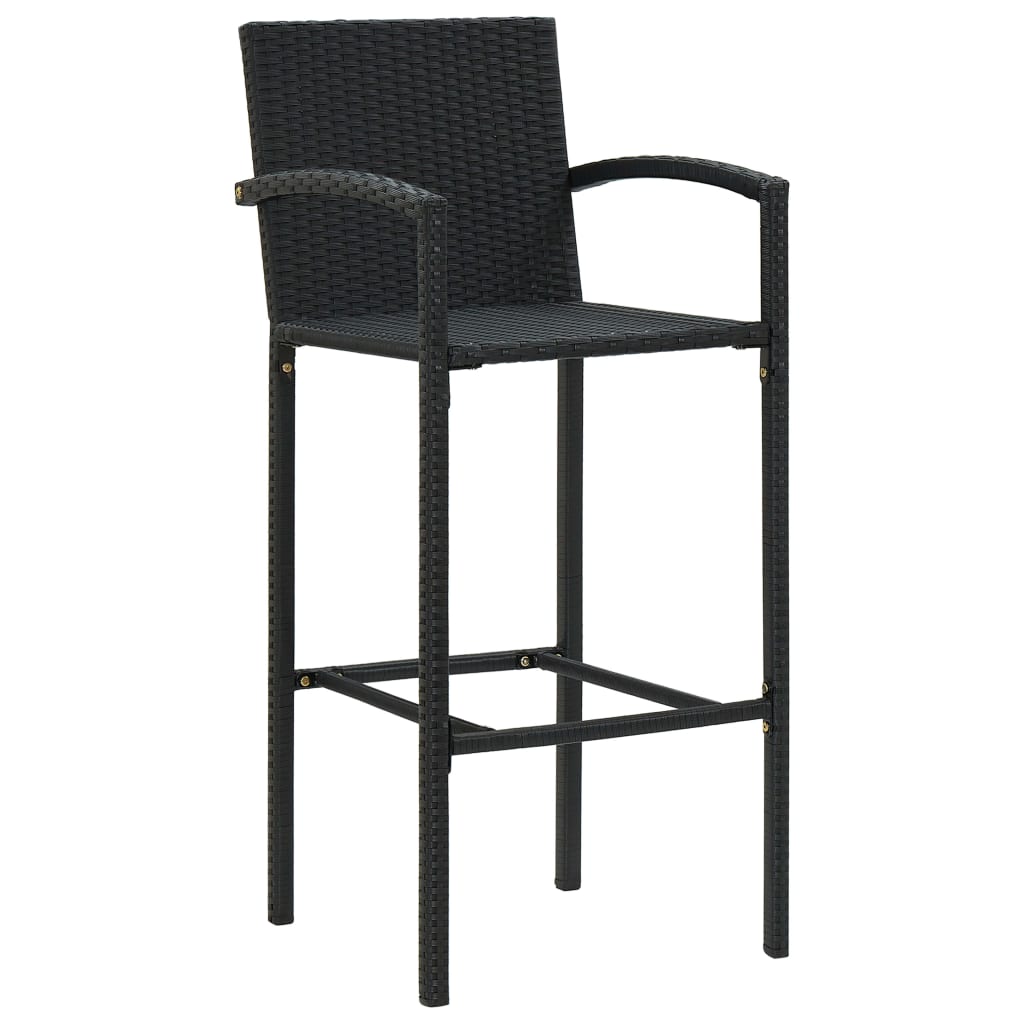 11 Piece Garden Bar Set Black Poly Rattan